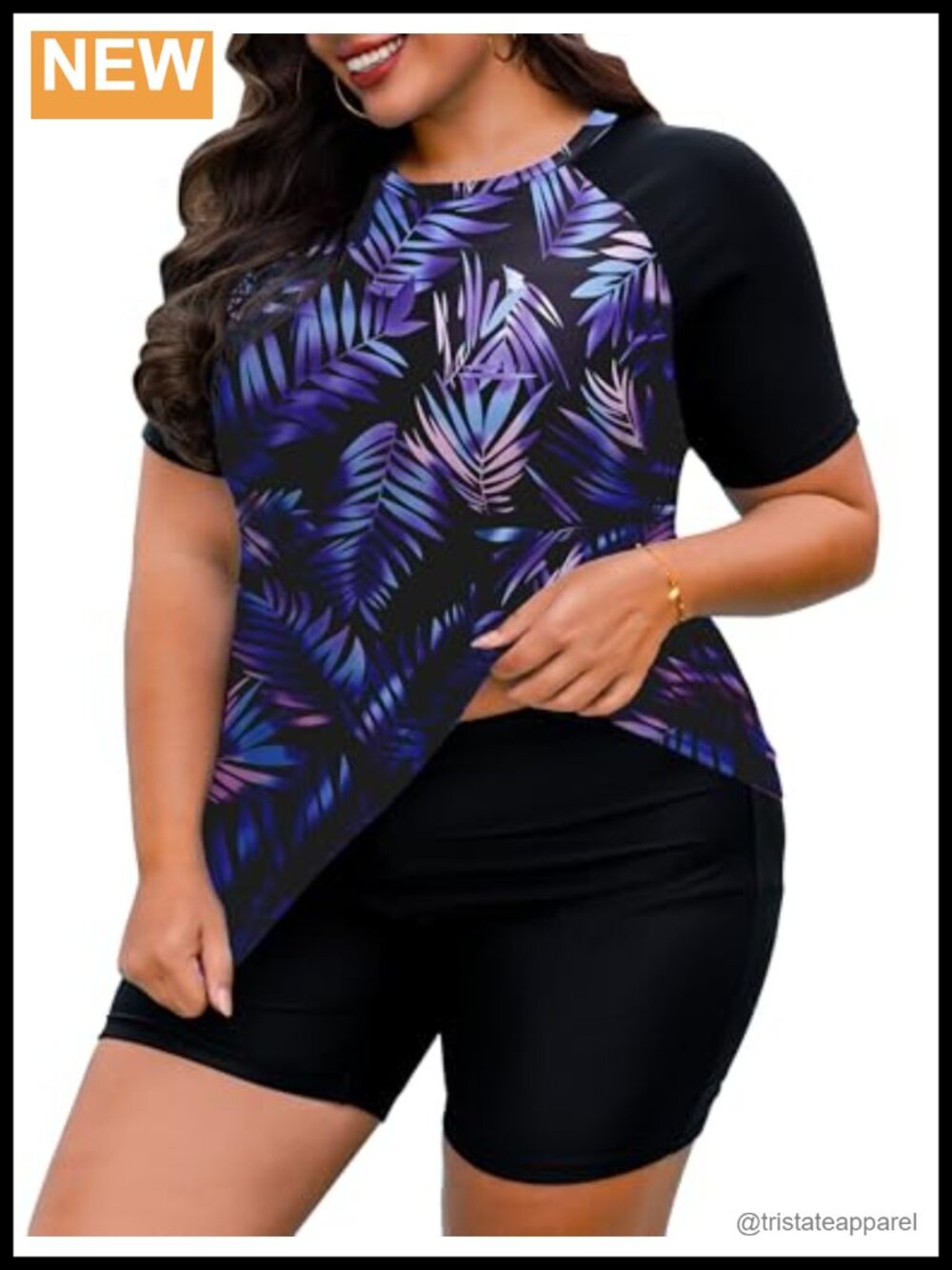 Plus Size Tankini Swimsuit Two Piece Bathing Suit with Shorts